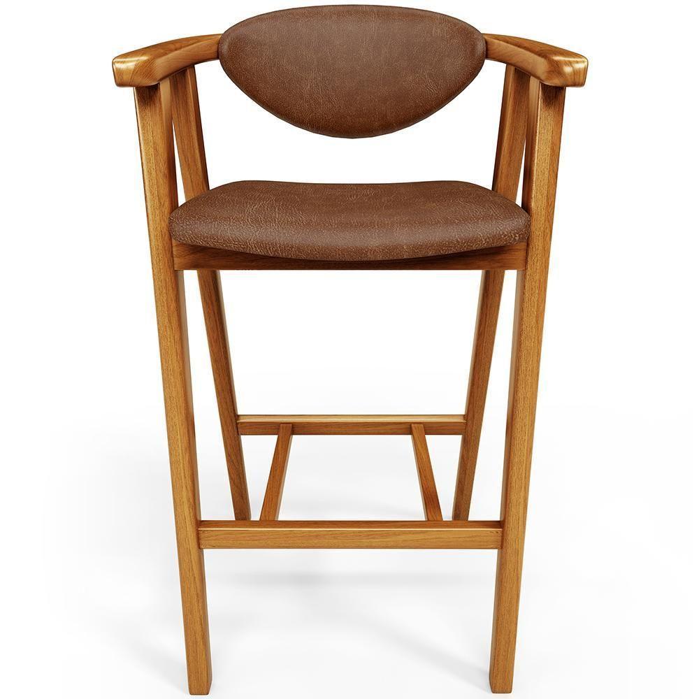 Kit 05 Banquetas Alta Cozinha Bancada Bar Sala De Jantar Fixa Cecília L02 Couríssimo Marrom - 4