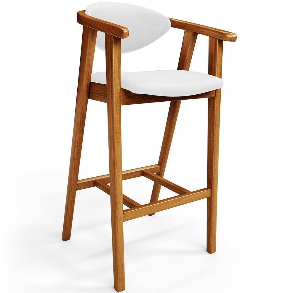 Kit 05 Banquetas Alta Para Cozinha Bancada Bar Sala De Jantar Fixa Cecília L02 Facto Branco - 3