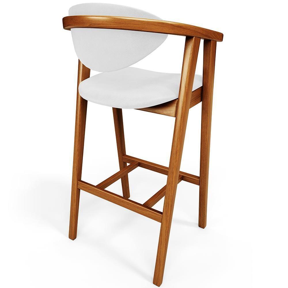 Kit 05 Banquetas Alta Para Cozinha Bancada Bar Sala De Jantar Fixa Cecília L02 Facto Branco - 5