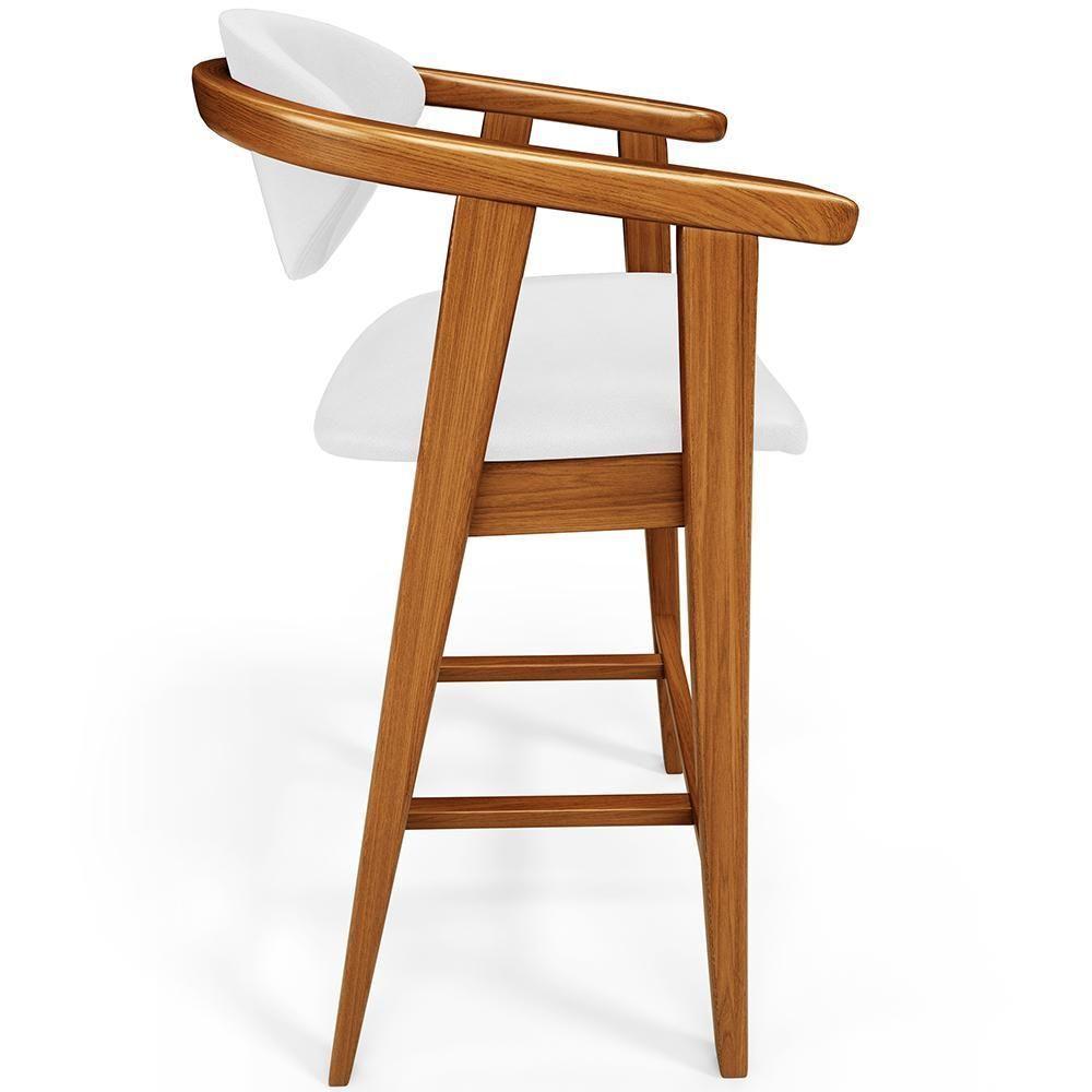 Kit 05 Banquetas Alta Para Cozinha Bancada Bar Sala De Jantar Fixa Cecília L02 Facto Branco - 7