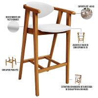 Kit 05 Banquetas Alta Para Cozinha Bancada Bar Sala De Jantar Fixa Cecília L02 Facto Branco - 2
