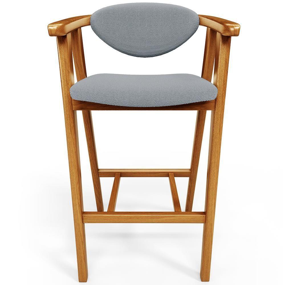 Kit 05 Banquetas Alta Para Cozinha Bancada Bar Sala De Jantar Fixa Cecília L02 Bouclê Cinza - 3