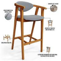 Kit 05 Banquetas Alta Para Cozinha Bancada Bar Sala De Jantar Fixa Cecília L02 Bouclê Cinza - 7