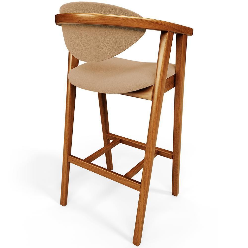 Kit 03 Banquetas Alta Cozinha Bancada Bar Sala De Jantar Fixa Cecília L02 Bouclê Mostarda - 4