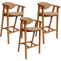 Kit 03 Banquetas Alta Cozinha Bancada Bar Sala De Jantar Fixa Cecília L02 Bouclê Mostarda - 1