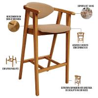 Kit 03 Banquetas Alta Cozinha Bancada Bar Sala De Jantar Fixa Cecília L02 Bouclê Mostarda - 7