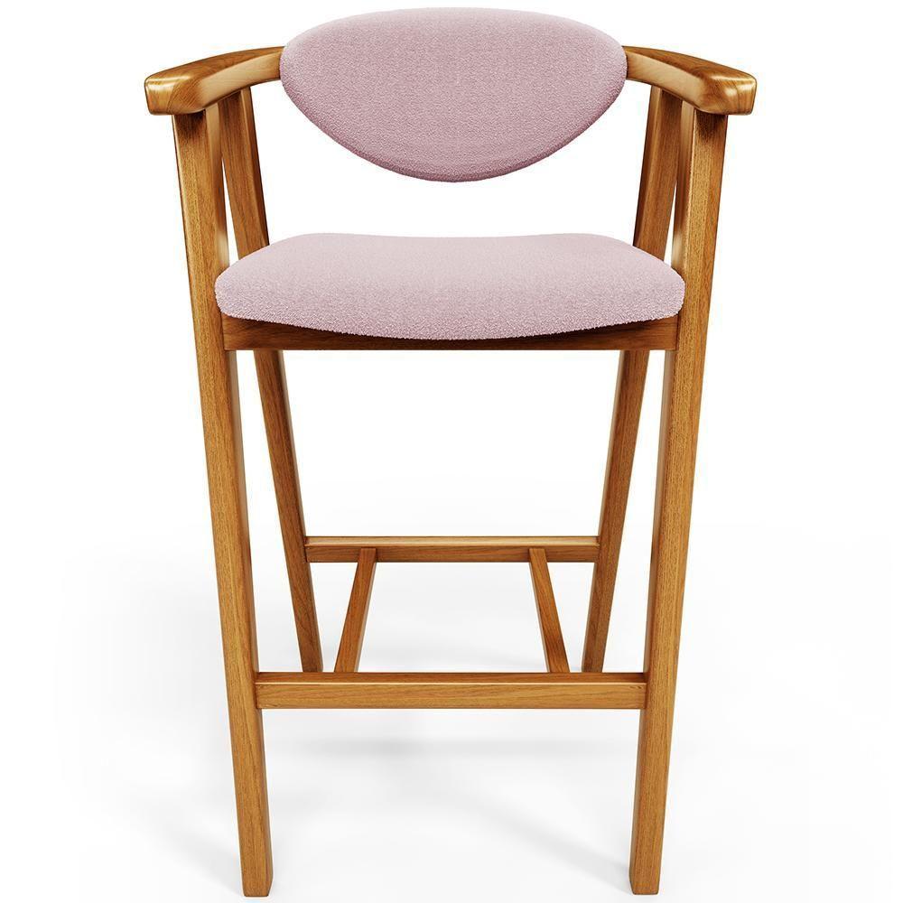 Kit 03 Banquetas Alta Para Cozinha Bancada Bar Sala De Jantar Fixa Cecília L02 Bouclê Rosê - 6