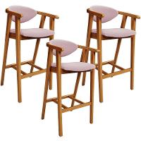 Kit 03 Banquetas Alta Para Cozinha Bancada Bar Sala De Jantar Fixa Cecília L02 Bouclê Rosê - 1