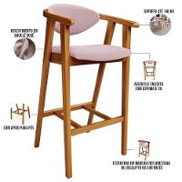 Kit 03 Banquetas Alta Para Cozinha Bancada Bar Sala De Jantar Fixa Cecília L02 Bouclê Rosê - 2