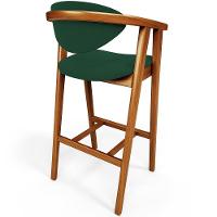 Kit 03 Banquetas Alta Cozinha Bancada Bar Sala De Jantar Fixa Cecília L02 Suede Verde Musgo