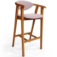 Kit 03 Banquetas Alta Para Cozinha Bancada Bar Sala De Jantar Fixa Cecília L02 Suede Rosê - 5