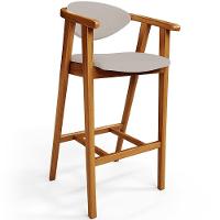 Kit 03 Banquetas Alta Para Cozinha Bancada Bar Sala De Jantar Fixa Cecília L02 Linho Bege - 5