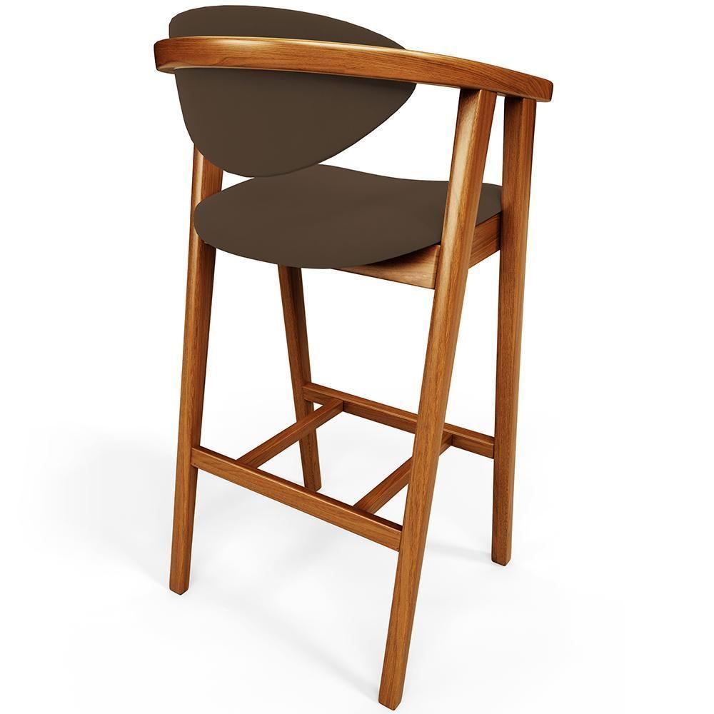 Kit 03 Banquetas Alta Para Cozinha Bancada Bar Sala De Jantar Fixa Cecília L02 Suede Marrom - 4