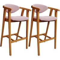 Kit 02 Banquetas Alta Para Cozinha Bancada Bar Sala De Jantar Fixa Cecília L02 Bouclê Rosê - 1