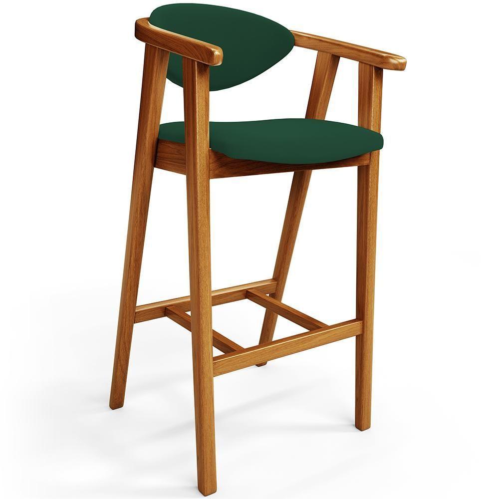 Kit 02 Banquetas Alta Cozinha Bancada Bar Sala De Jantar Fixa Cecília L02 Suede Verde Musgo - 5