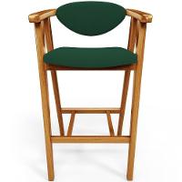 Kit 02 Banquetas Alta Cozinha Bancada Bar Sala De Jantar Fixa Cecília L02 Suede Verde Musgo - 3