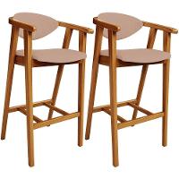 Kit 02 Banquetas Alta Para Cozinha Bancada Bar Sala De Jantar Fixa Cecília L02 Linho Rosê - 1