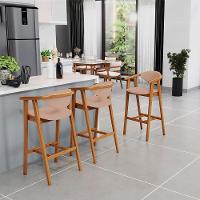 Kit 02 Banquetas Alta Para Cozinha Bancada Bar Sala De Jantar Fixa Cecília L02 Linho Rosê - 6