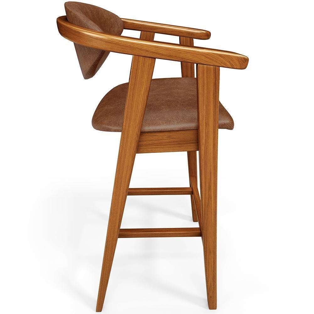 Kit 02 Banquetas Alta Cozinha Bancada Bar Sala De Jantar Fixa Cecília L02 Couríssimo Marrom - 2