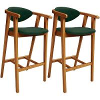 Kit 02 Banquetas Alta Cozinha Bancada Bar Sala De Jantar Fixa Cecília L02 Facto Verde Musgo - 1