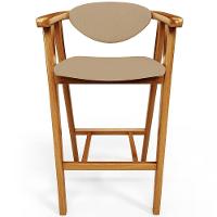 Kit 02 Banquetas Alta Cozinha Bancada Bar Sala De Jantar Fixa Cecília L02 Linho Bege Escuro - 3