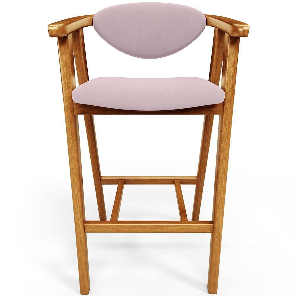 Kit 02 Banquetas Alta Para Cozinha Bancada Bar Sala De Jantar Fixa Cecília L02 Suede Rosê - 3