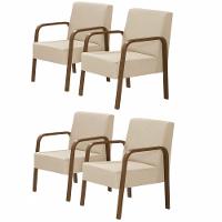 Kit 4 Poltronas Decorativas 1 Lugar Luna Braço Madeira D Salla Suede - 1