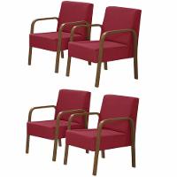 Kit 4 Poltronas Decorativas 1 Lugar Luna Braço Madeira D Salla Suede - 1