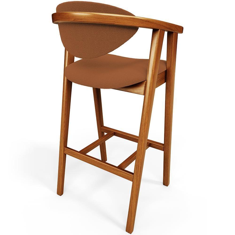 Kit 04 Banquetas Alta Cozinha Bancada Bar Sala De Jantar Fixa Cecília L02 Bouclê Terracota - 4