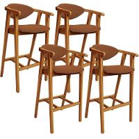 Kit 04 Banquetas Alta Cozinha Bancada Bar Sala De Jantar Fixa Cecília L02 Bouclê Terracota - 1