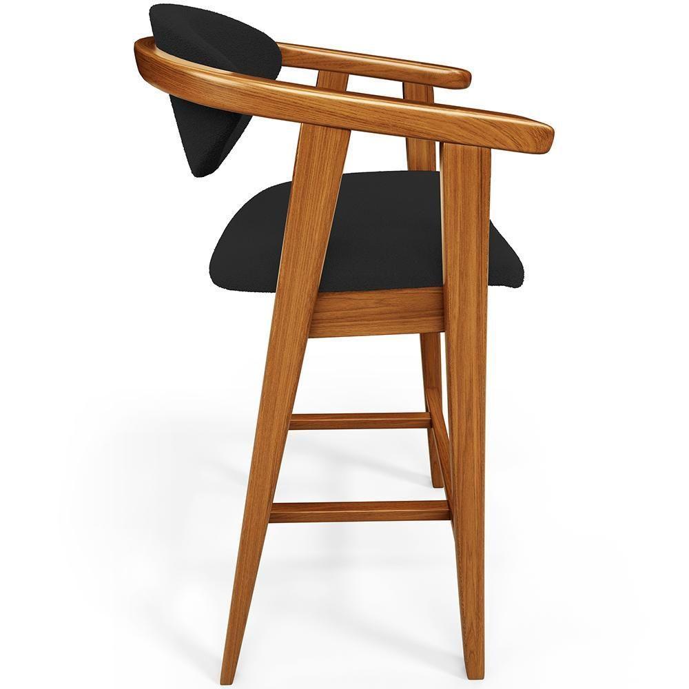 Kit 04 Banquetas Alta Para Cozinha Bancada Bar Sala De Jantar Fixa Cecília L02 Bouclê Preto - 2