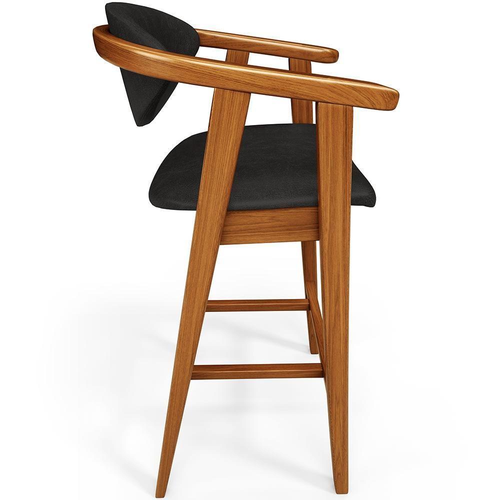 Kit 03 Banquetas Alta Cozinha Bancada Bar Sala De Jantar Fixa Cecília L02 Couríssimo Preto - 2