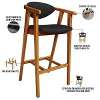 Kit 03 Banquetas Alta Cozinha Bancada Bar Sala De Jantar Fixa Cecília L02 Couríssimo Preto - 7