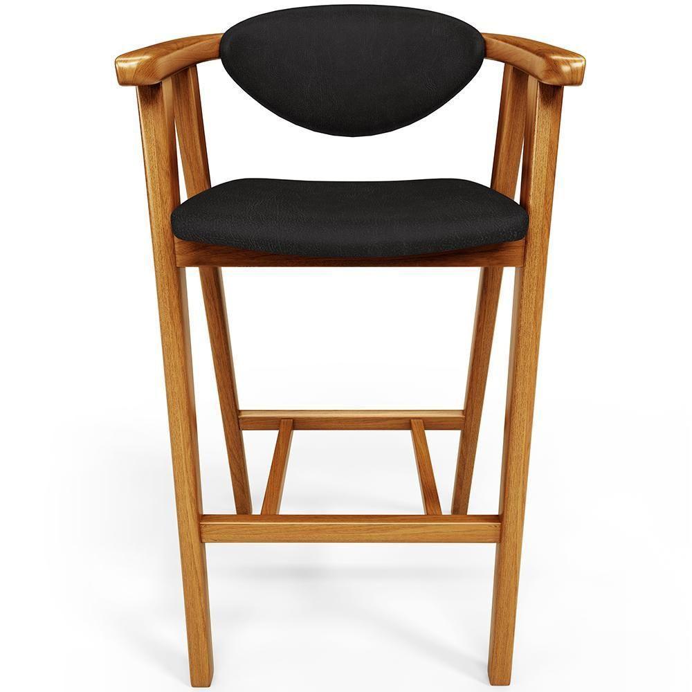 Kit 04 Banquetas Alta Cozinha Bancada Bar Sala De Jantar Fixa Cecília L02 Couríssimo Preto - 6