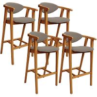 Kit 04 Banquetas Alta Para Cozinha Bancada Bar Sala De Jantar Fixa Cecília L02 Bouclê Bege - 1