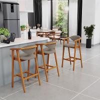 Kit 04 Banquetas Alta Para Cozinha Bancada Bar Sala De Jantar Fixa Cecília L02 Bouclê Bege - 3