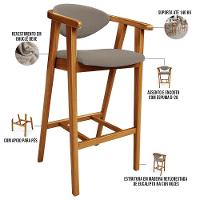 Kit 04 Banquetas Alta Para Cozinha Bancada Bar Sala De Jantar Fixa Cecília L02 Bouclê Bege - 7