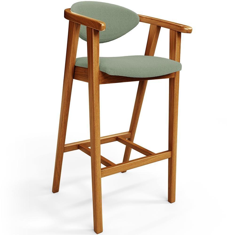 Kit 02 Banquetas Alta Para Cozinha Bancada Bar Sala De Jantar Fixa Cecília L02 Bouclê Oliva - 5