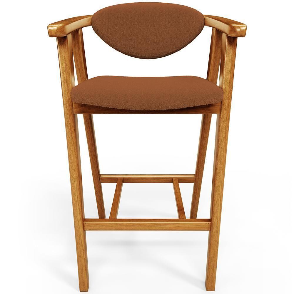 Kit 03 Banquetas Alta Cozinha Bancada Bar Sala De Jantar Fixa Cecília L02 Bouclê Terracota - 3