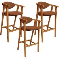 Kit 03 Banquetas Alta Cozinha Bancada Bar Sala De Jantar Fixa Cecília L02 Bouclê Terracota - 1