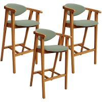 Kit 03 Banquetas Alta Para Cozinha Bancada Bar Sala De Jantar Fixa Cecília L02 Bouclê Oliva - 1