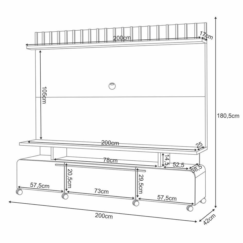 Estante Painel Para Tv 70 Pol Artemis E Mesa De Centro Harmony B01 Off White Cinamomo - 10