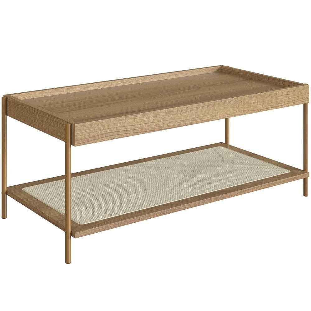 Mesa De Centro Para Sala De Estar Industrial Indy A03 Hanover Dourado - 2