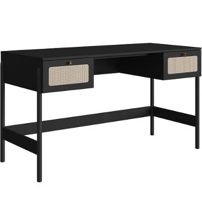 Mesa Escrivaninha Home Office Retangular Moss A03 2 Gavetas MDF 139cm Preto