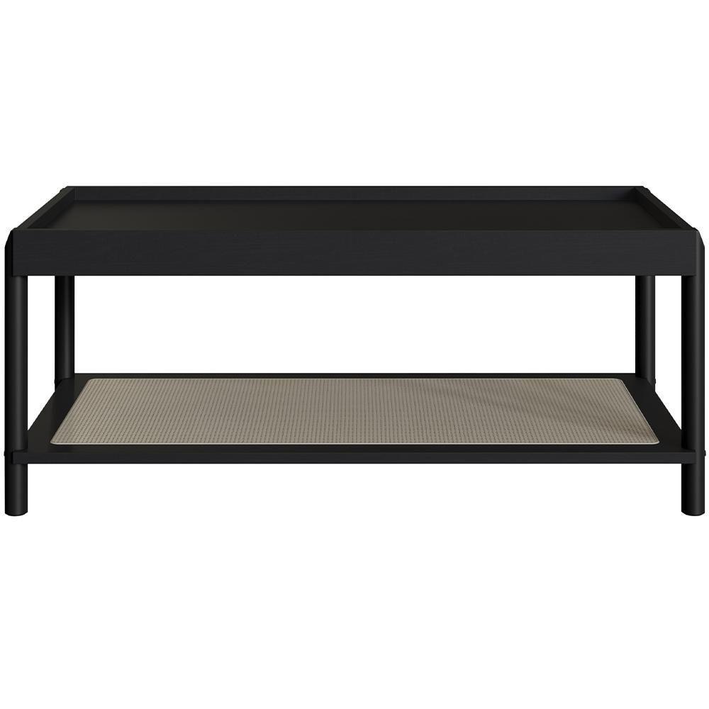 Mesa De Centro Para Sala De Estar Pés Madeira Moss A03 Nero Preto - 1