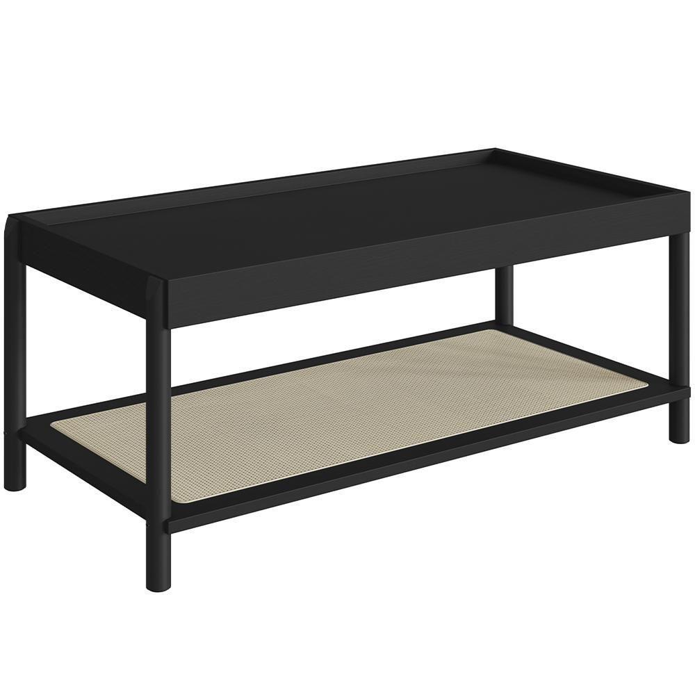 Mesa De Centro Para Sala De Estar Pés Madeira Moss A03 Nero Preto - 2