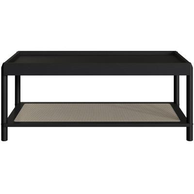 Mesa De Centro Para Sala De Estar Pés Madeira Moss A03 Nero Preto