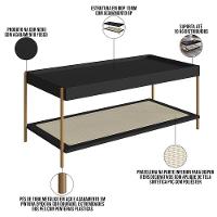 Kit 02 Mesas De Centro Para Sala De Estar Industrial Indy A03 Nero Dourado - 2