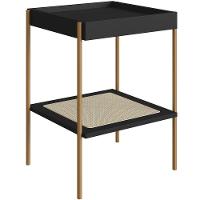 Kit 02 Mesas Lateral Para Sala De Estar Industrial Indy A03 Nero Dourado - 2