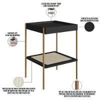 Kit 02 Mesas Lateral Para Sala De Estar Industrial Indy A03 Nero Dourado - 3